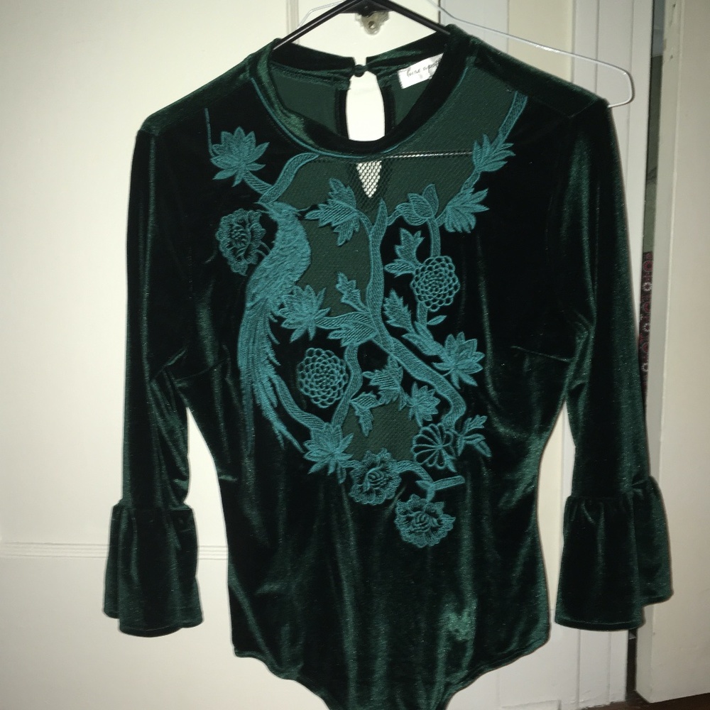 Green velvet top